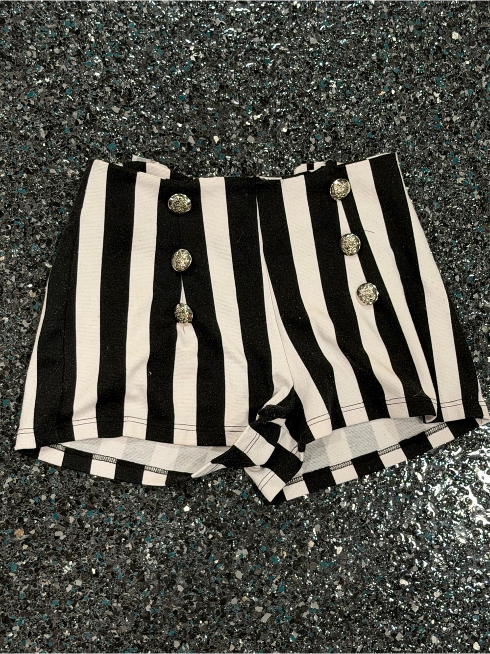 Celine By Champion Black & White Striped Small Shorts